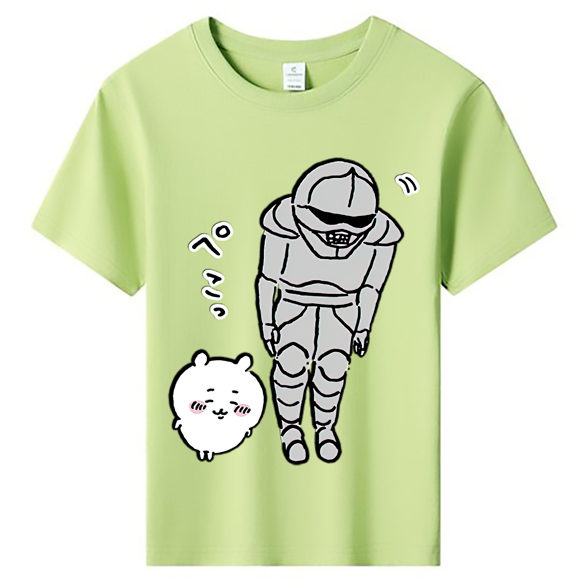 （画像用） ちいかわ 労働の鎧さん Chii-kawa Mr. Armor of Labor 綿100％キッズTシャツ（フロントプリント）